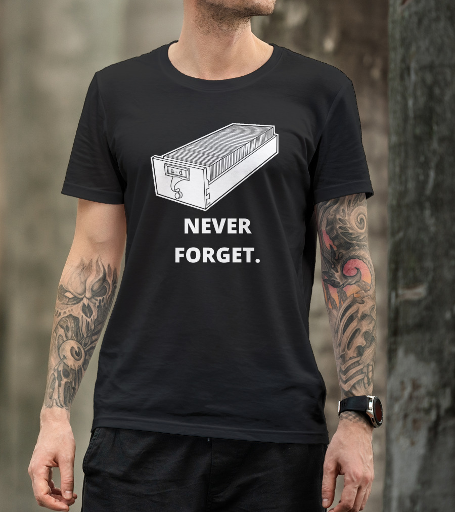 Never Forget Card Catalog Library System T-Shirt