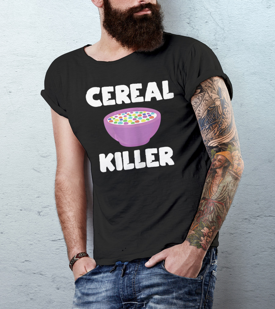 Cereal Killer Funny Food Whole Grain Die Retro Breakfast Humor T-Shirt