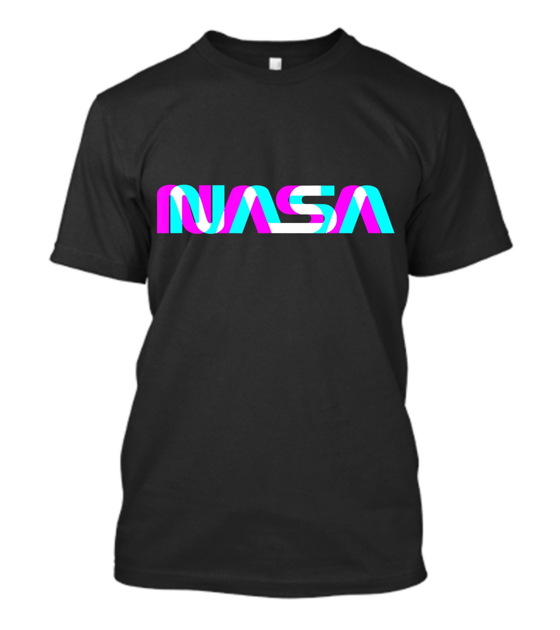NASA Worm Logo In Pink And Blue Overlay T-Shirt