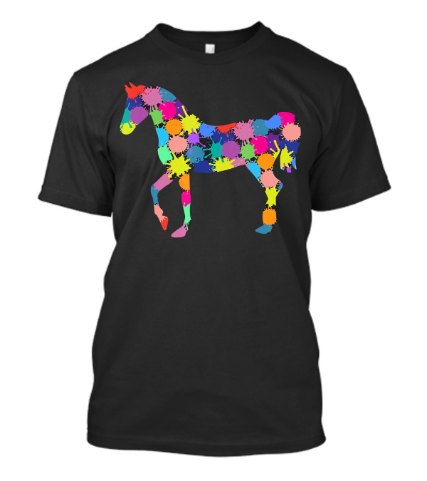 Colorful Dot Patterned Horse Love And Riding T-Shirt