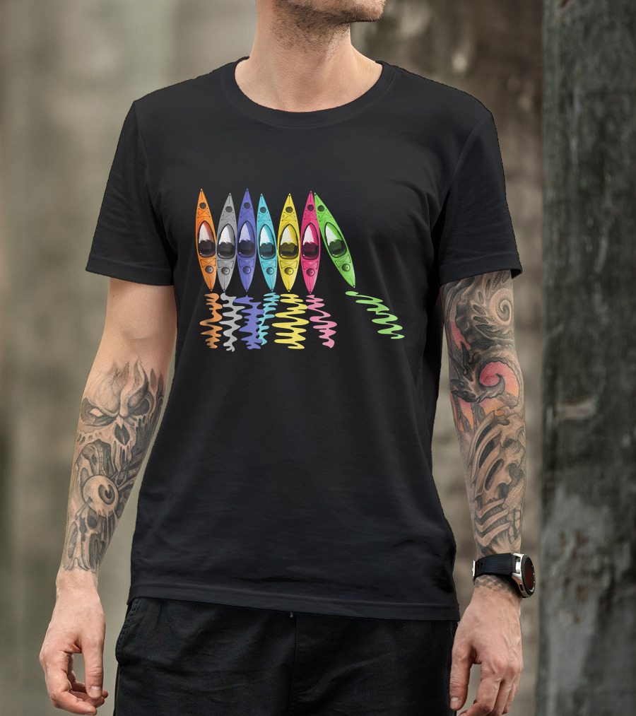 Colorful Array Of Kayaks For Outdoor Water Adventures T-Shirt