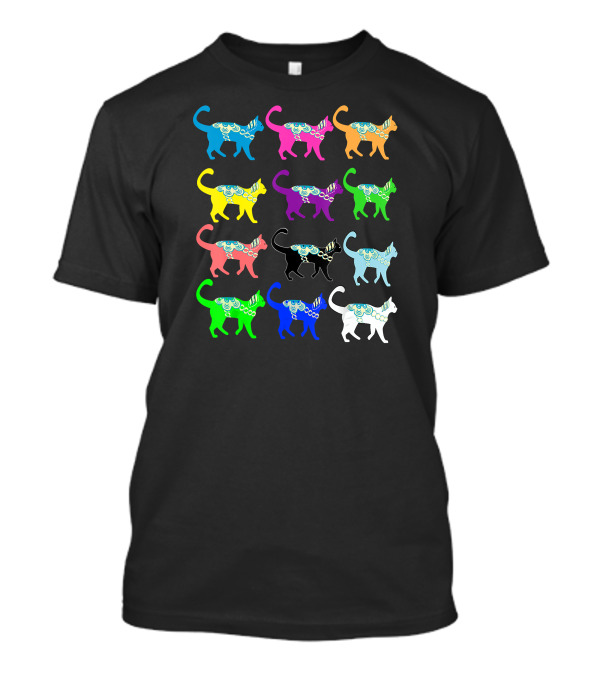 Colorful Dalecarlian Horse Inspired Cats T-Shirt