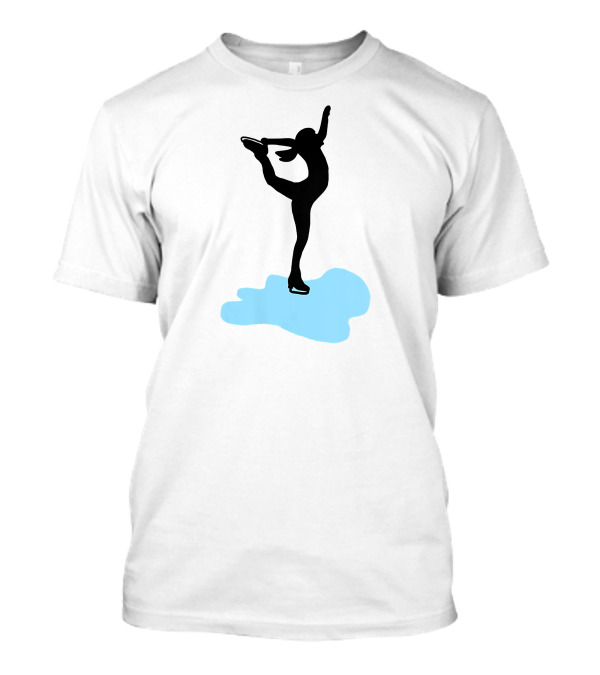 Cool Figure Skating Pose On Blue Ice Reflection T-Shirt