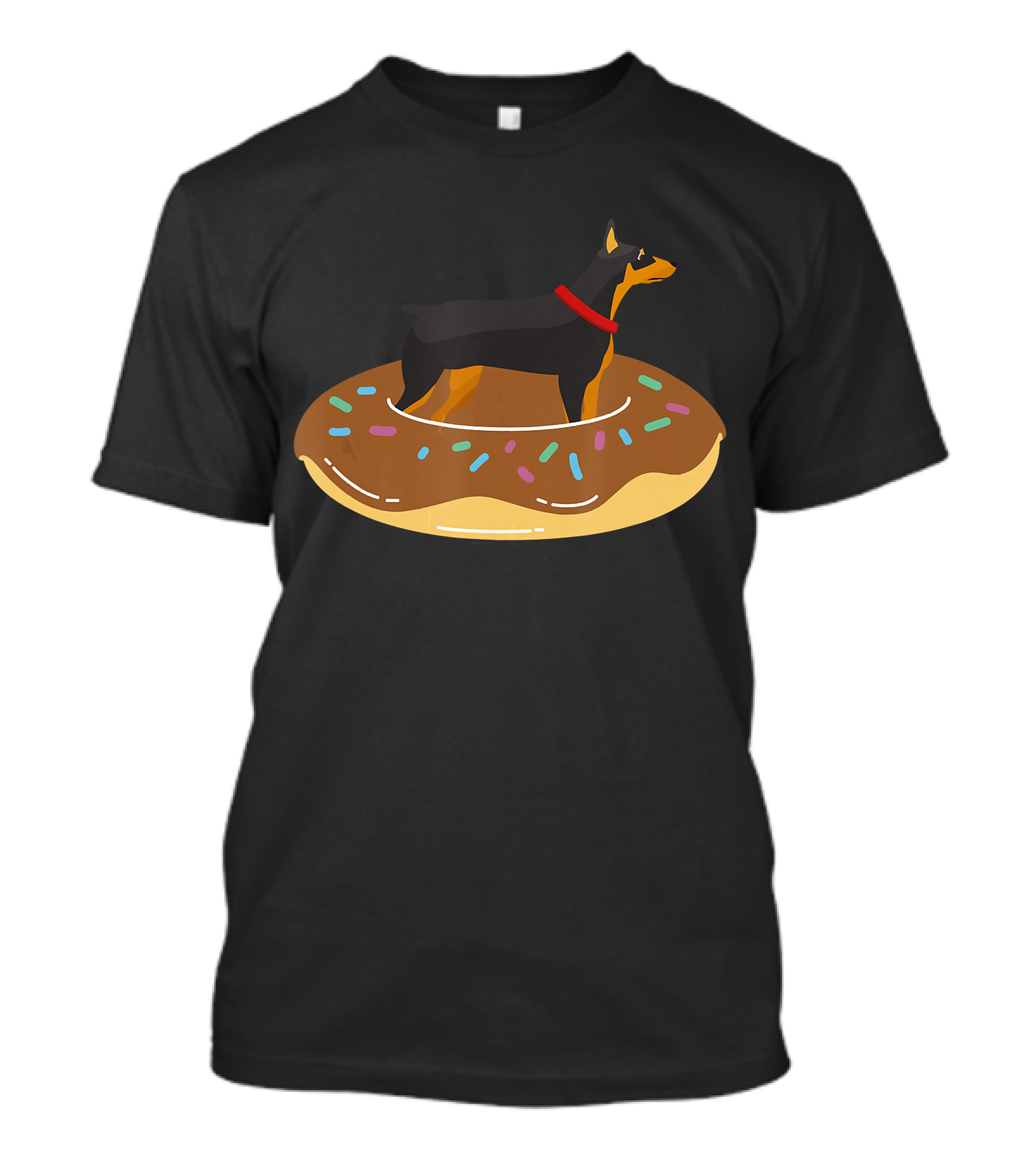 Doberman On Chocolate Sprinkled Donut Pool Float T-Shirt