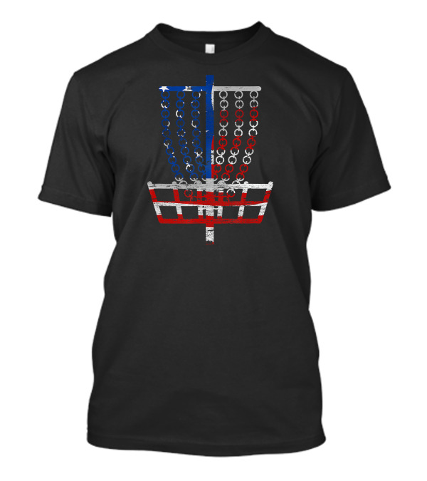 Cool US Flag Disc Golf Basket Fourth Of July T-Shirt