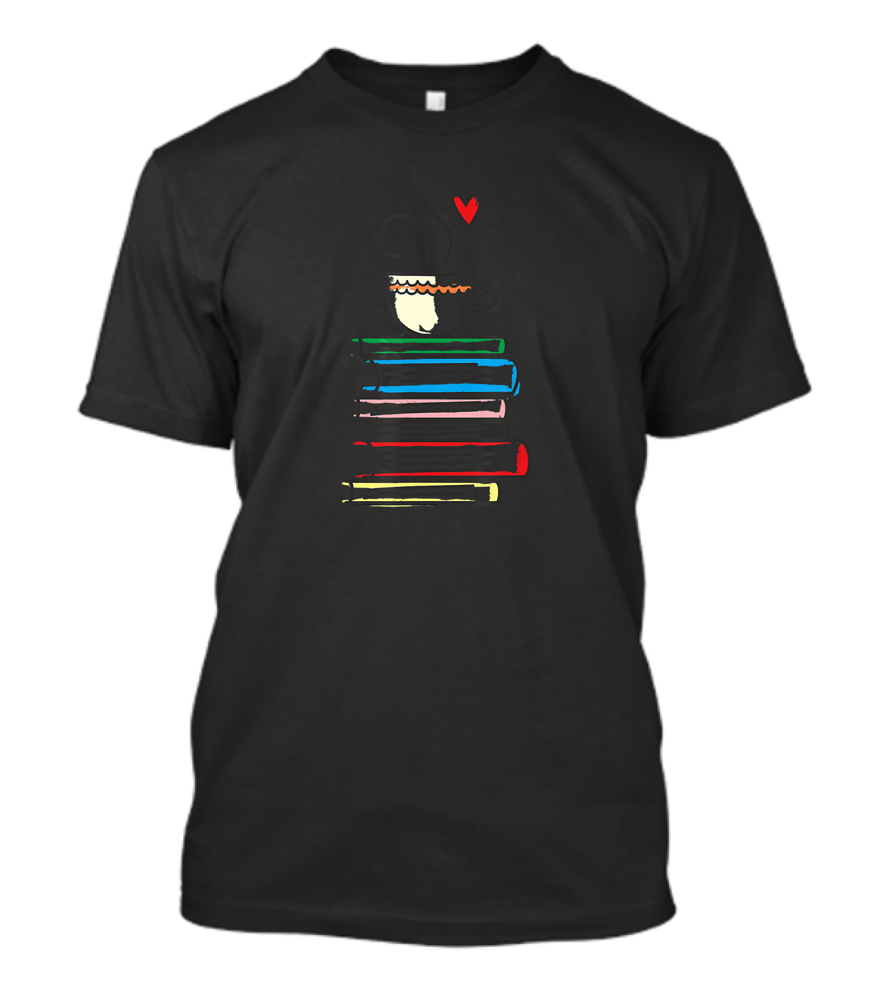 Heartwarming Cup Of Tea On Colorful Books Stack T-Shirt