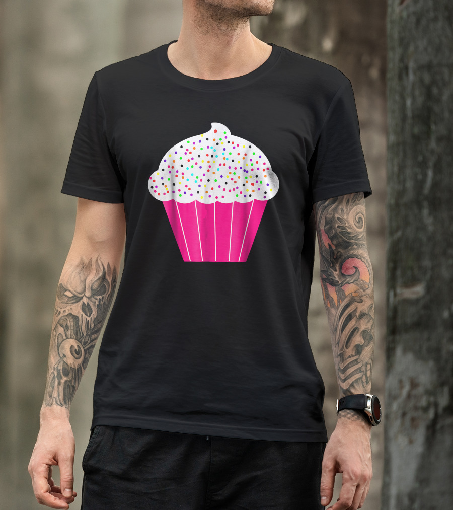 Cupcake Fun Food Costume White Frosting With Colorful Sprinkles T-Shirt