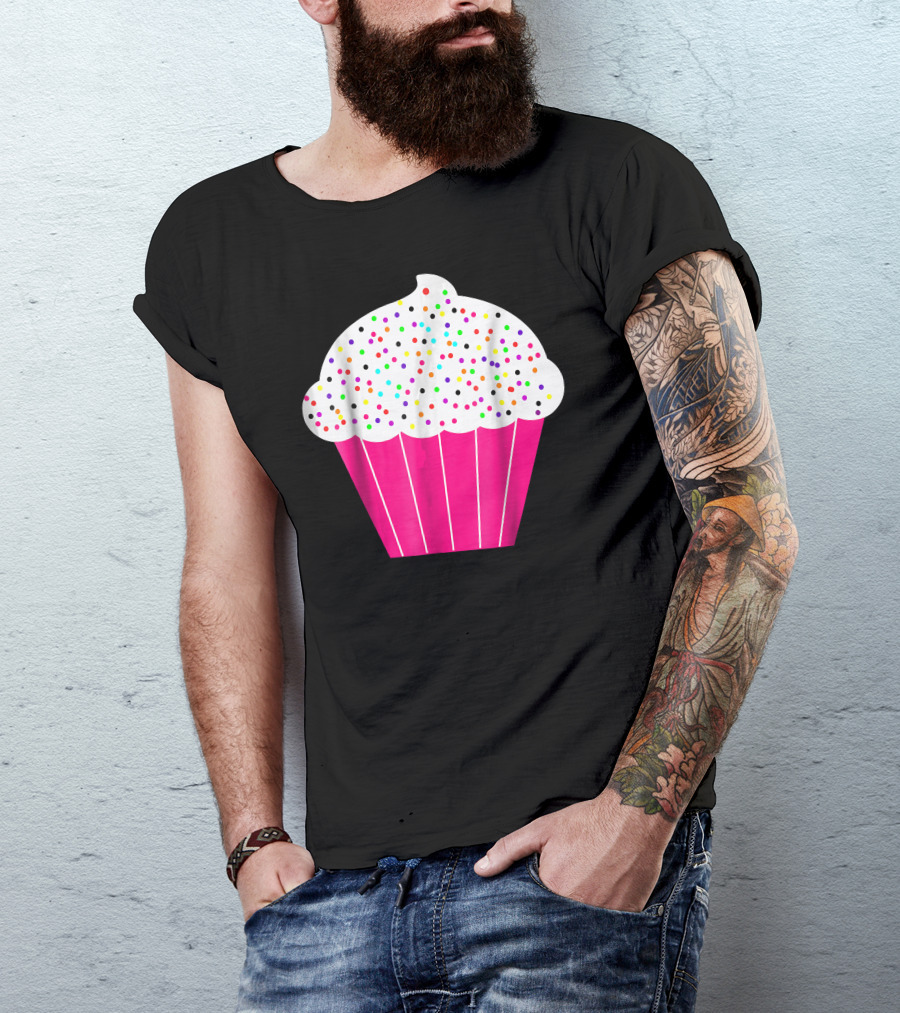 Cupcake Fun Food Costume White Frosting With Colorful Sprinkles T-Shirt