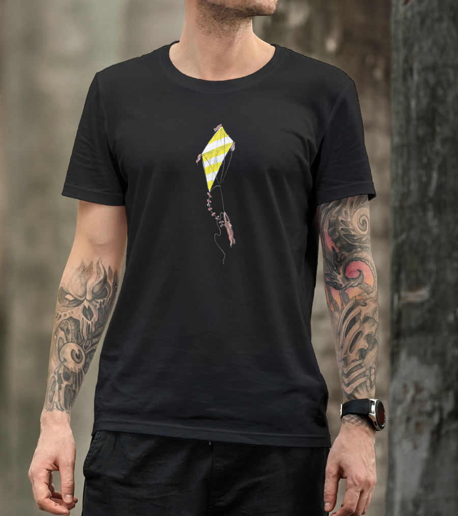 Curious George Flying Yellow Striped Kite T-Shirt