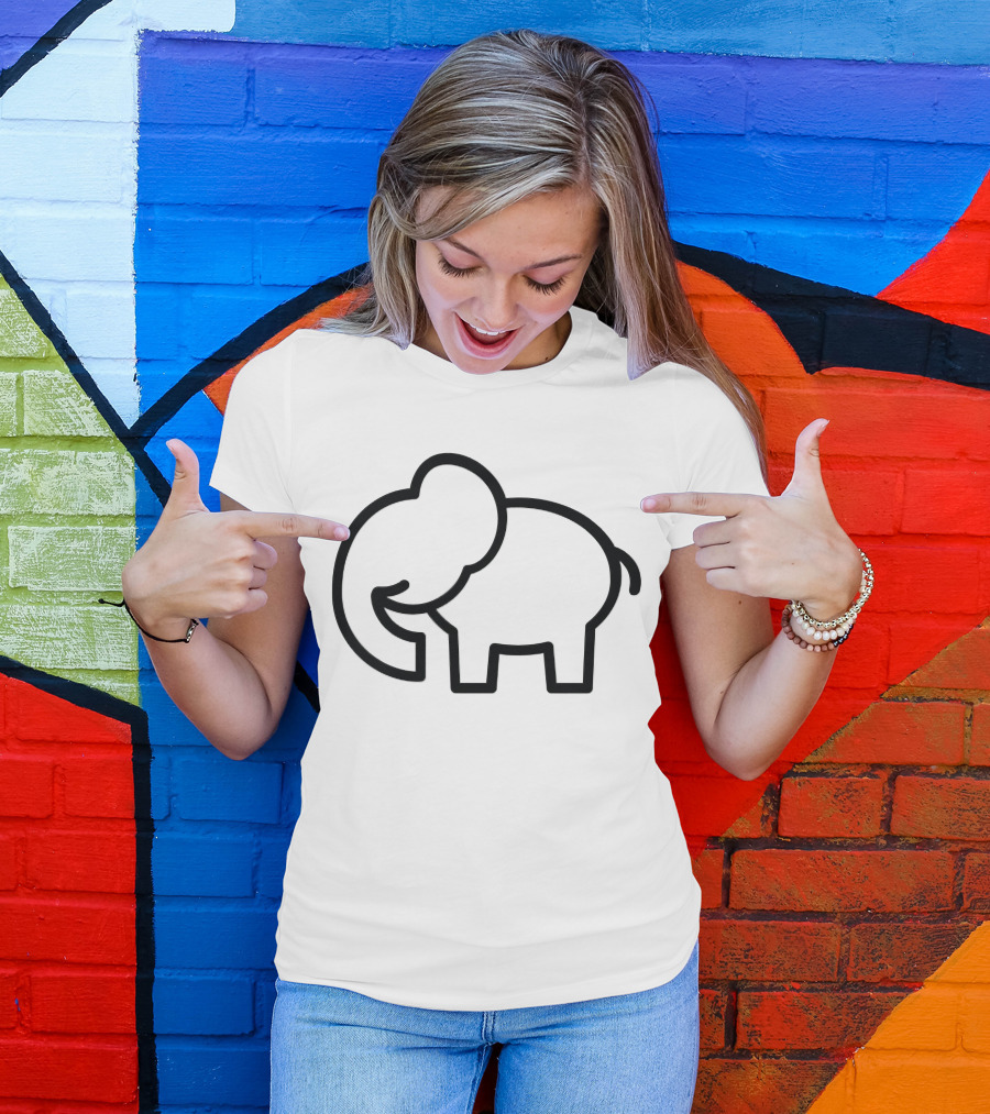 Cute Simple Elephant Outline T-Shirt