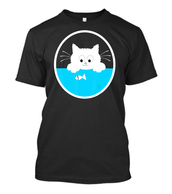 Cute Cat Watching Fish Birthday T-Shirt