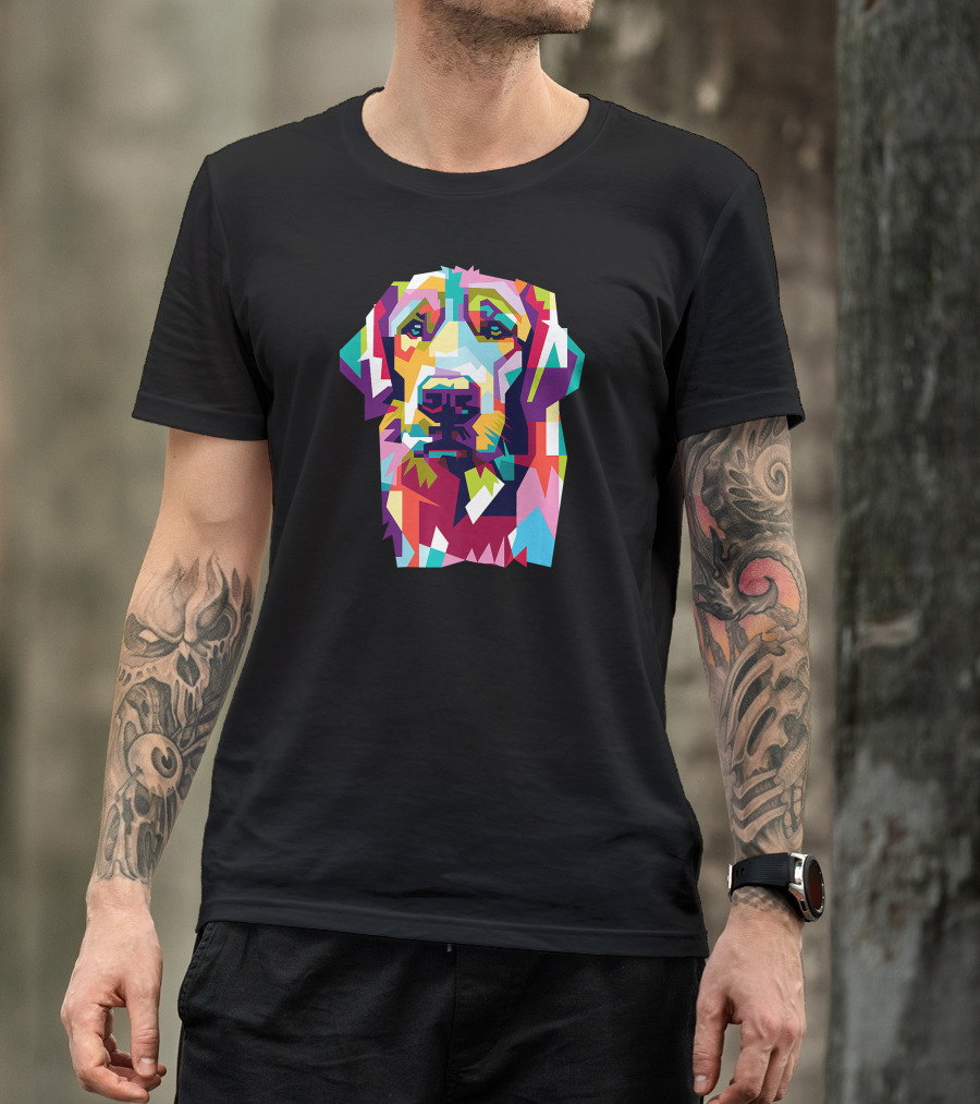 Cute Golden Retriever Labrado Colorful Geometric T-Shirt