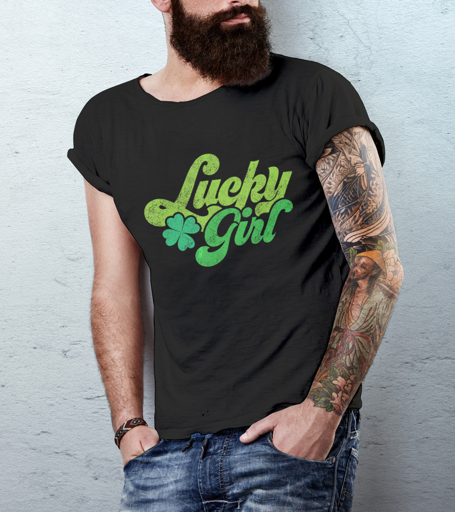 Lucky Girl St Patricks Day Shamrock Charm T-Shirt