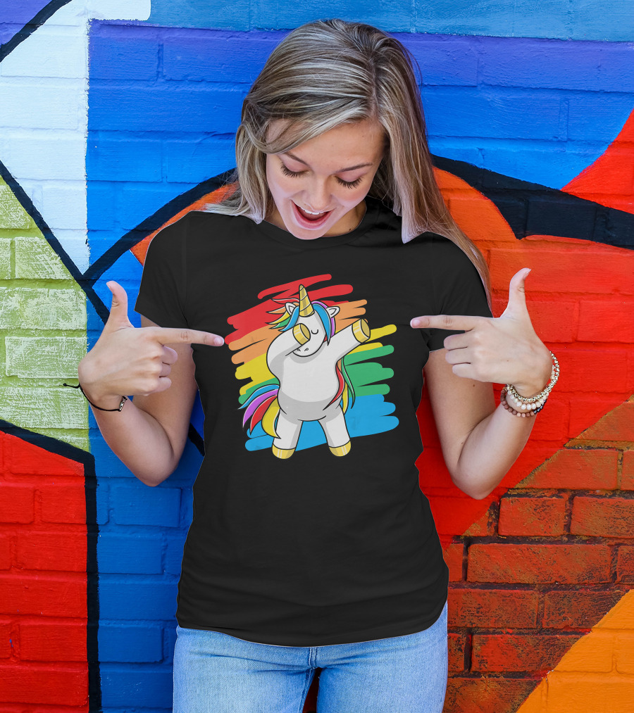 Dabbing Unicorn Funny Hip Hop Rainbow Dab T-Shirt