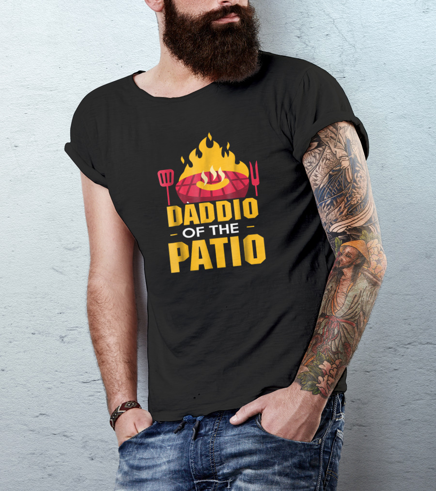 Daddio Of The Patio Flaming Grill BBQ Humor T-Shirt