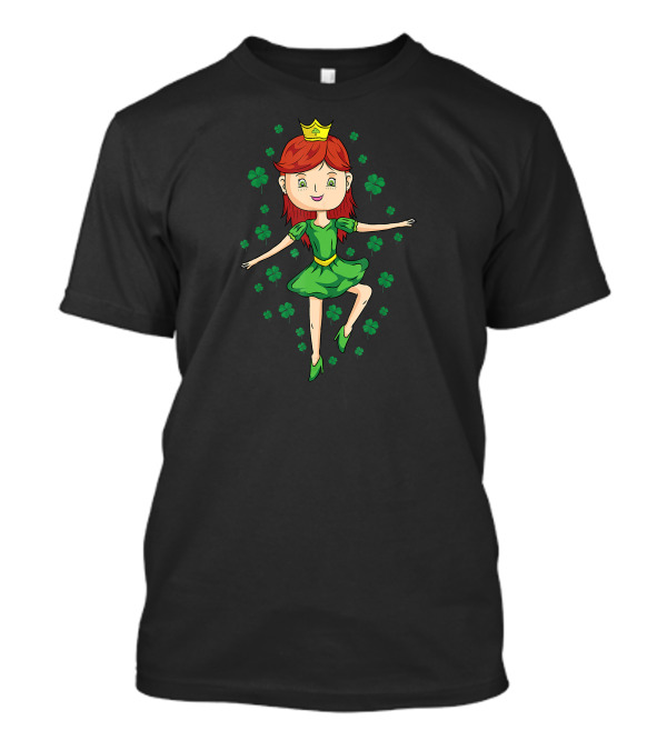 Shamrock Dancing Irish Princess Crown And Clover T-Shirt