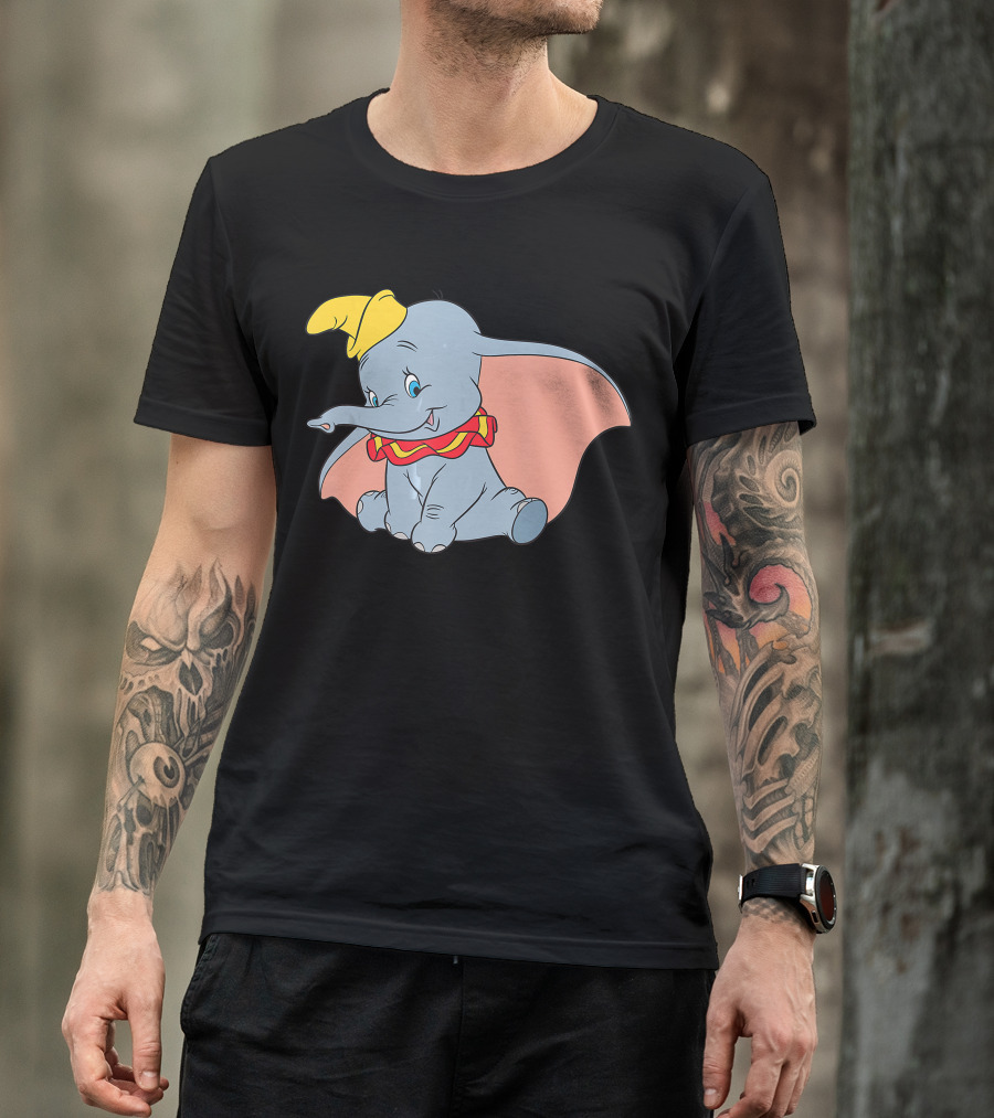 Disney Classic Dumbo Circus Elephant With Yellow Hat And Red Collar T-Shirt