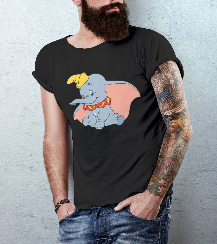 Disney Classic Dumbo Circus Elephant With Yellow Hat And Red Collar T-Shirt