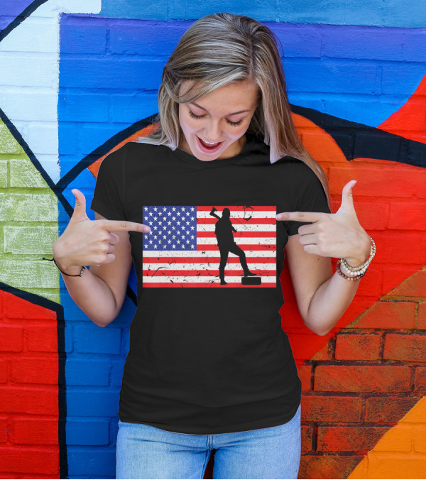 Distressed USA American Flag Lumberjack T-Shirt