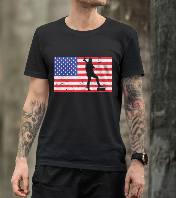 Distressed USA American Flag Lumberjack T-Shirt
