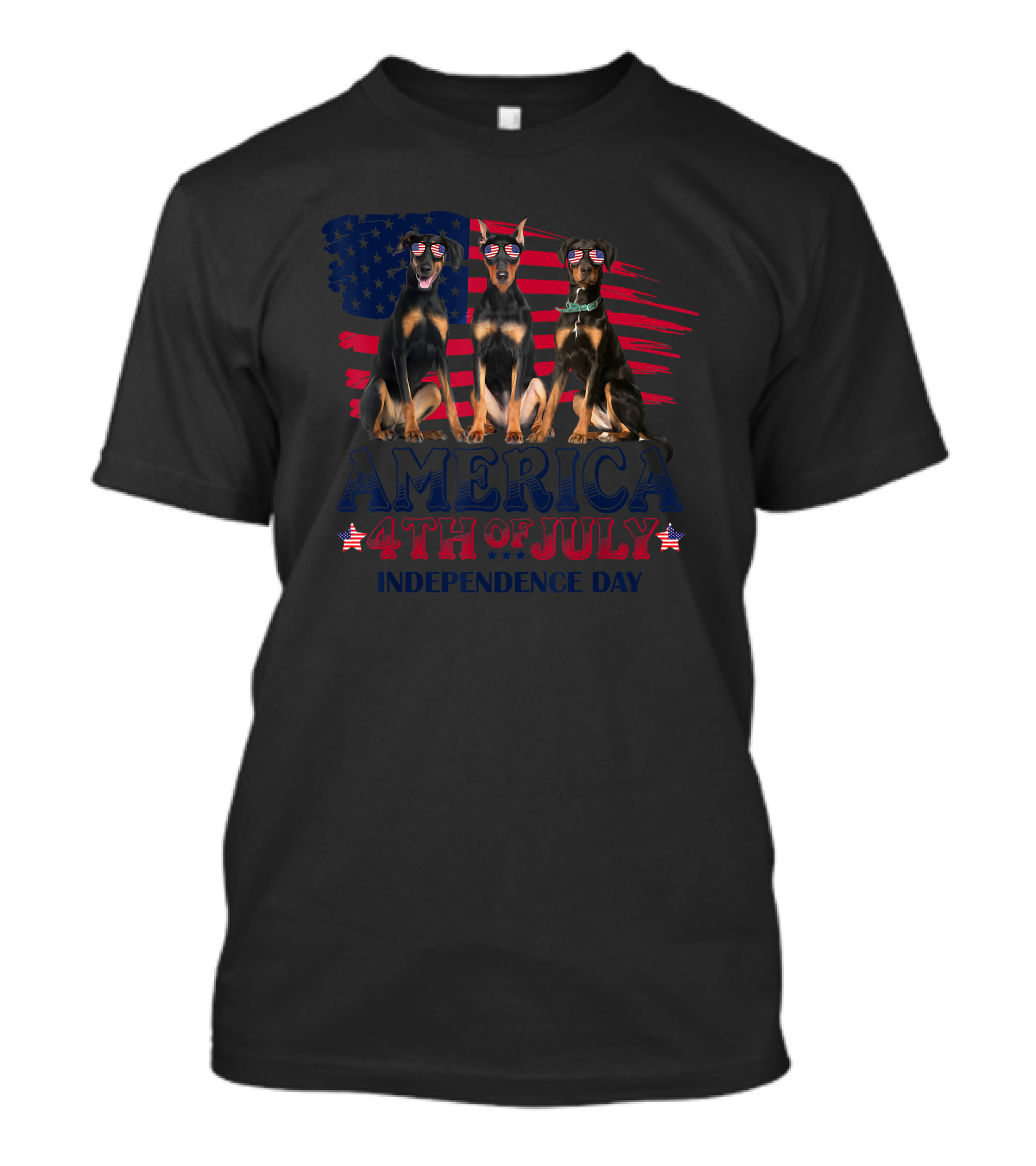 America 4th Of July Independence Day Doberman T-Shirt