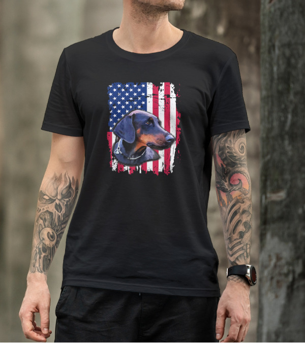Doberman Pinscher American Flag 4th Of July T-Shirt