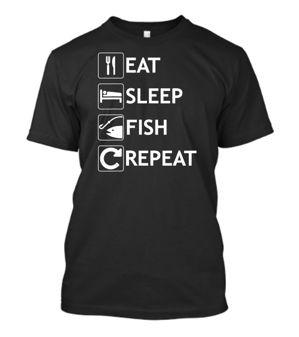 Eat Sleep Fish Repeat Funny Fishing Cycle Icons T-Shirt