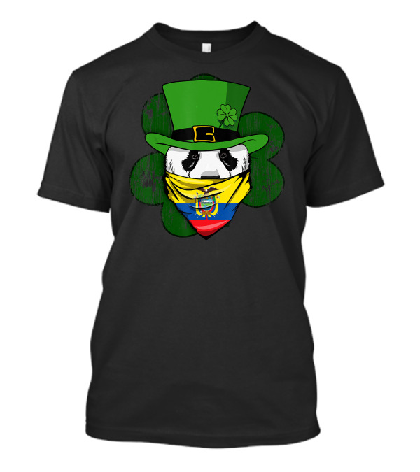 Ecuadorian Panda Wearing Irish Bandana With Shamrock Hat T-Shirt