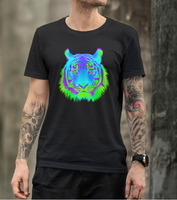 EDM Electronic Dance Techno Colorful Neon Tiger T-Shirt