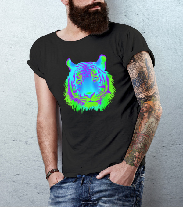 EDM Electronic Dance Techno Colorful Neon Tiger T-Shirt