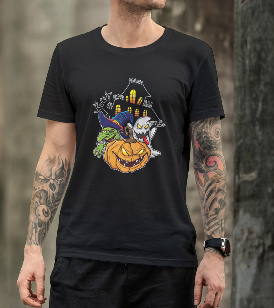 Haunted House Witch Ghost Pumpkin Vampire Halloween Costume T-Shirt