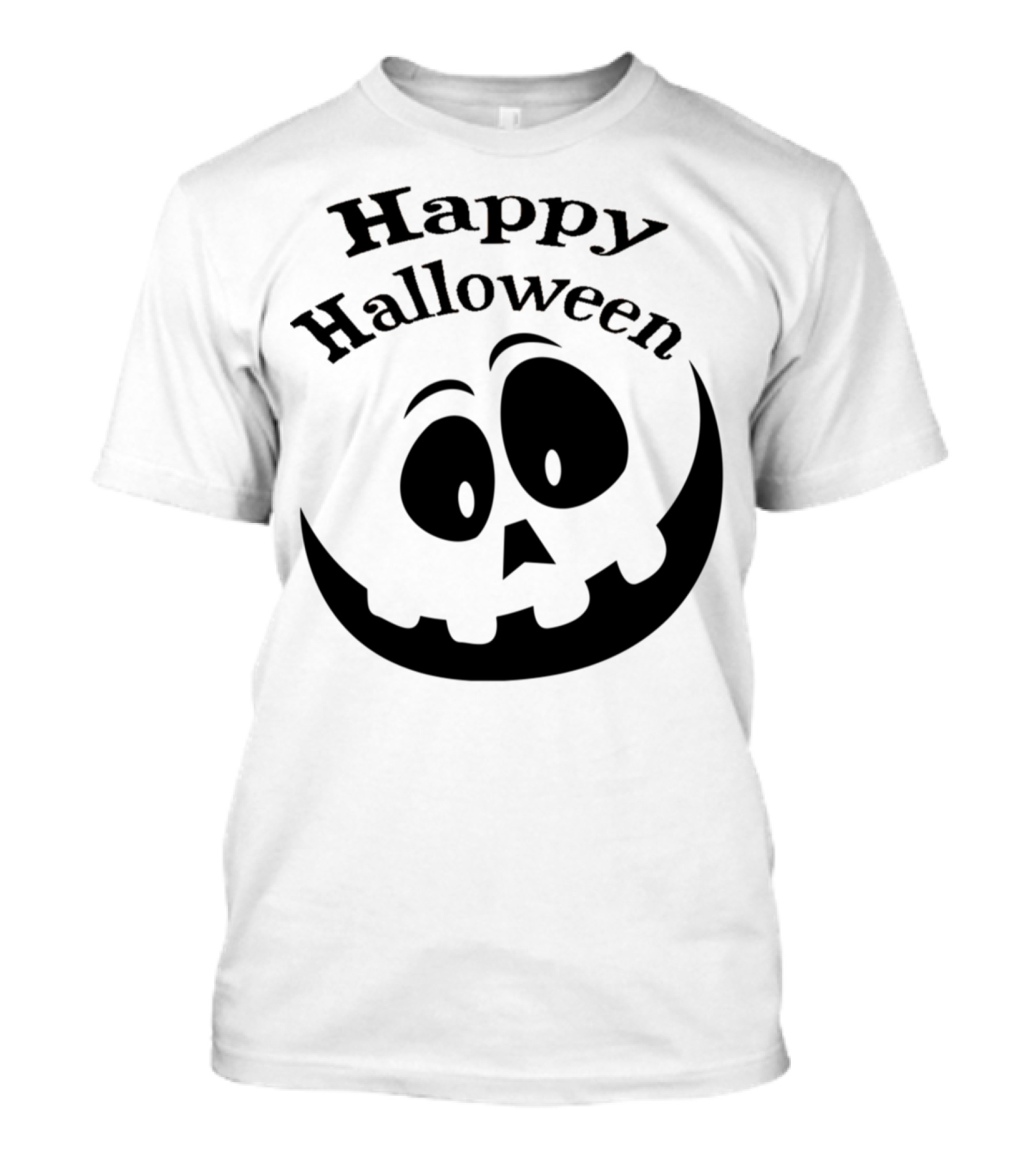 Happy Halloween Funny Pumpkin Smile Face Black T-Shirt