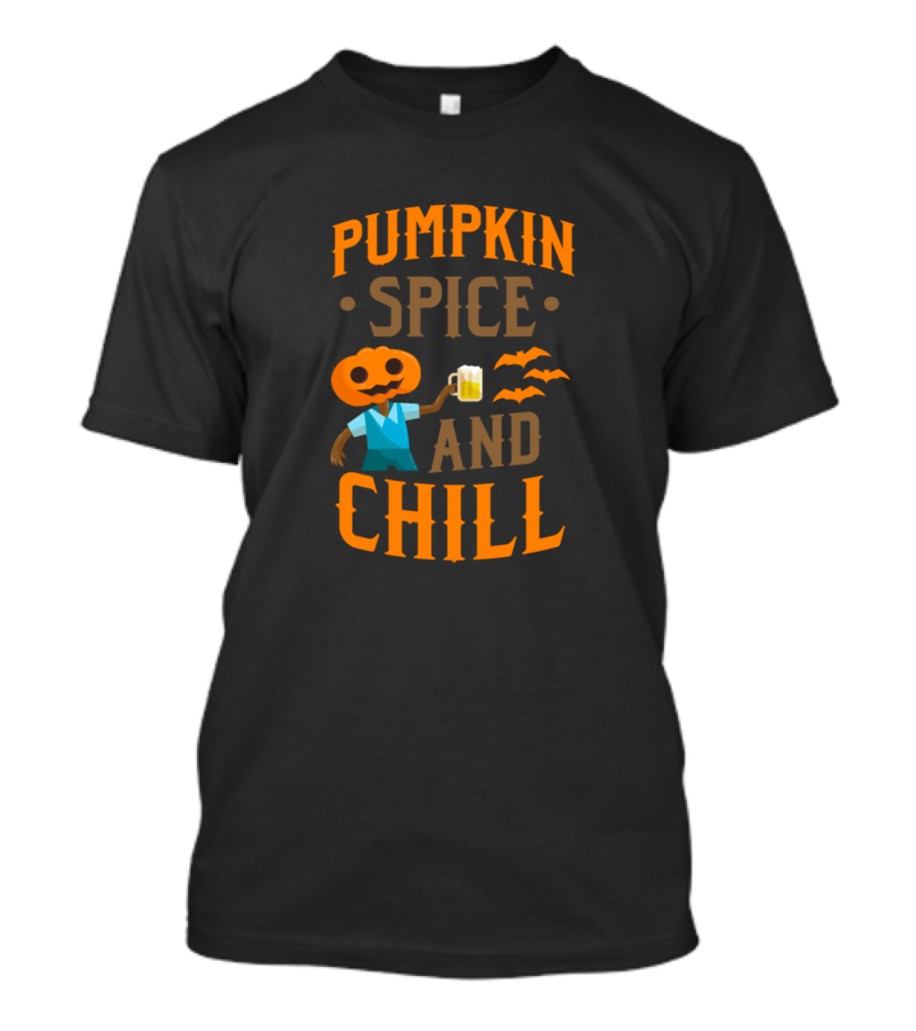 Pumpkin Spice And Chill Jack O Lantern Face Beer Bats T-Shirt