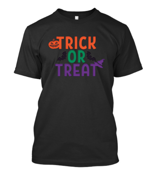 Halloween Trick Or Treat Pumpkin Bat Witch Hat T-Shirt