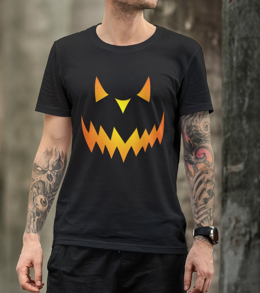 Glowing Scary Halloween Pumpkin Face T-Shirt