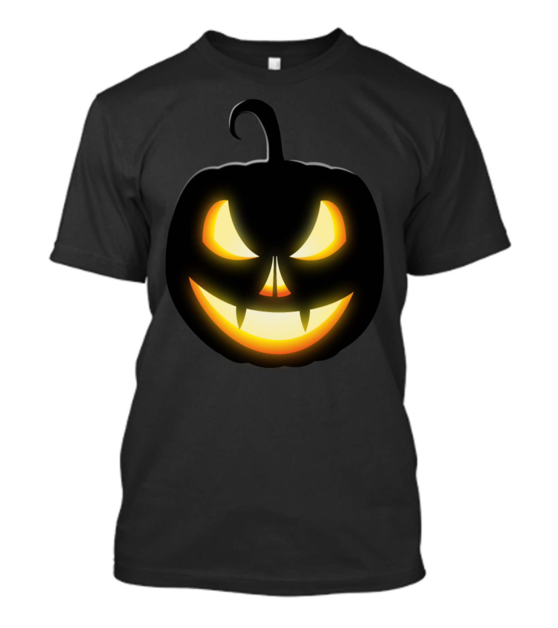 Black Pumpkin Skull Vampire Halloween Night Glowing Jack-O'-Lantern Face T-Shirt
