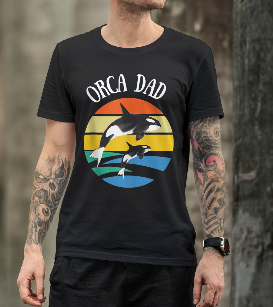Orca Dad Vintage Sunset 80s T-Shirt