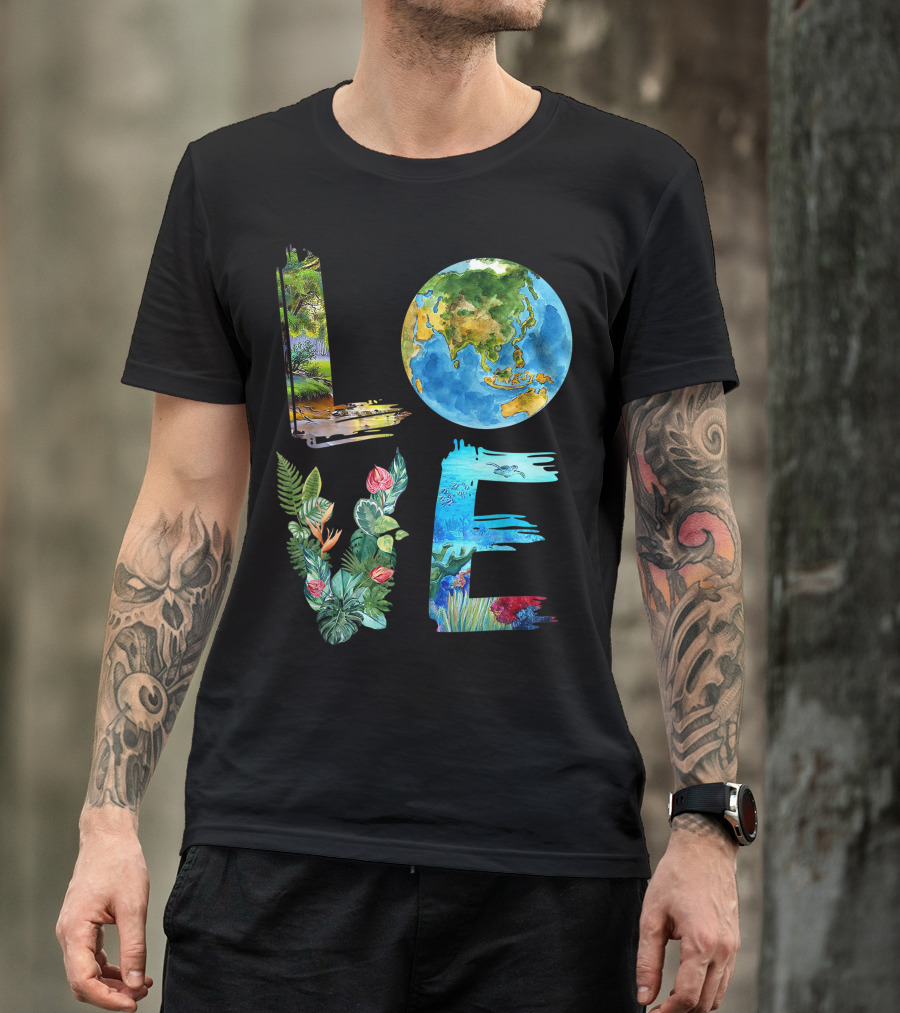 Love The Earth Kids Teacher Earth Day Everyday Environment Nature-Inspired Earth Elements T-Shirt