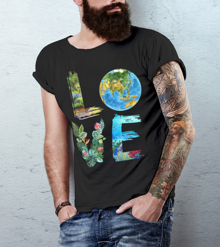 Love The Earth Kids Teacher Earth Day Everyday Environment Nature-Inspired Earth Elements T-Shirt