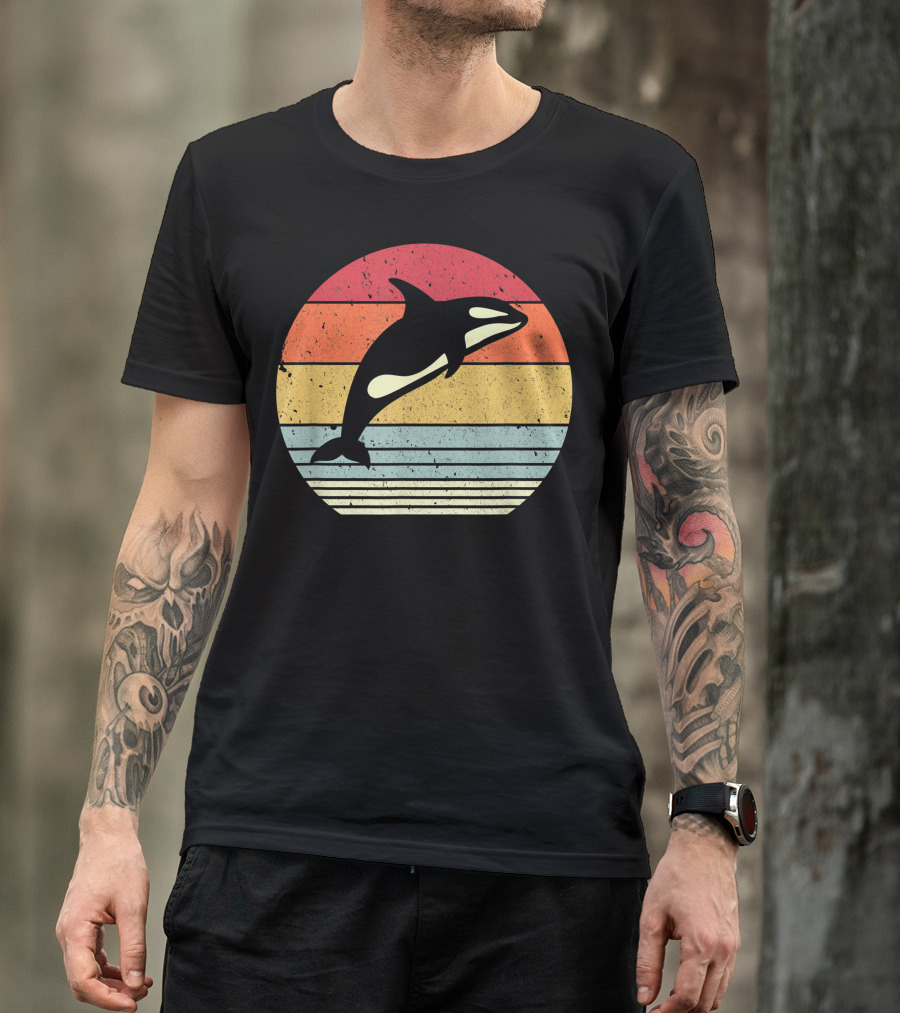 Orca Retro Sunset Style Ocean Stripes T-Shirt