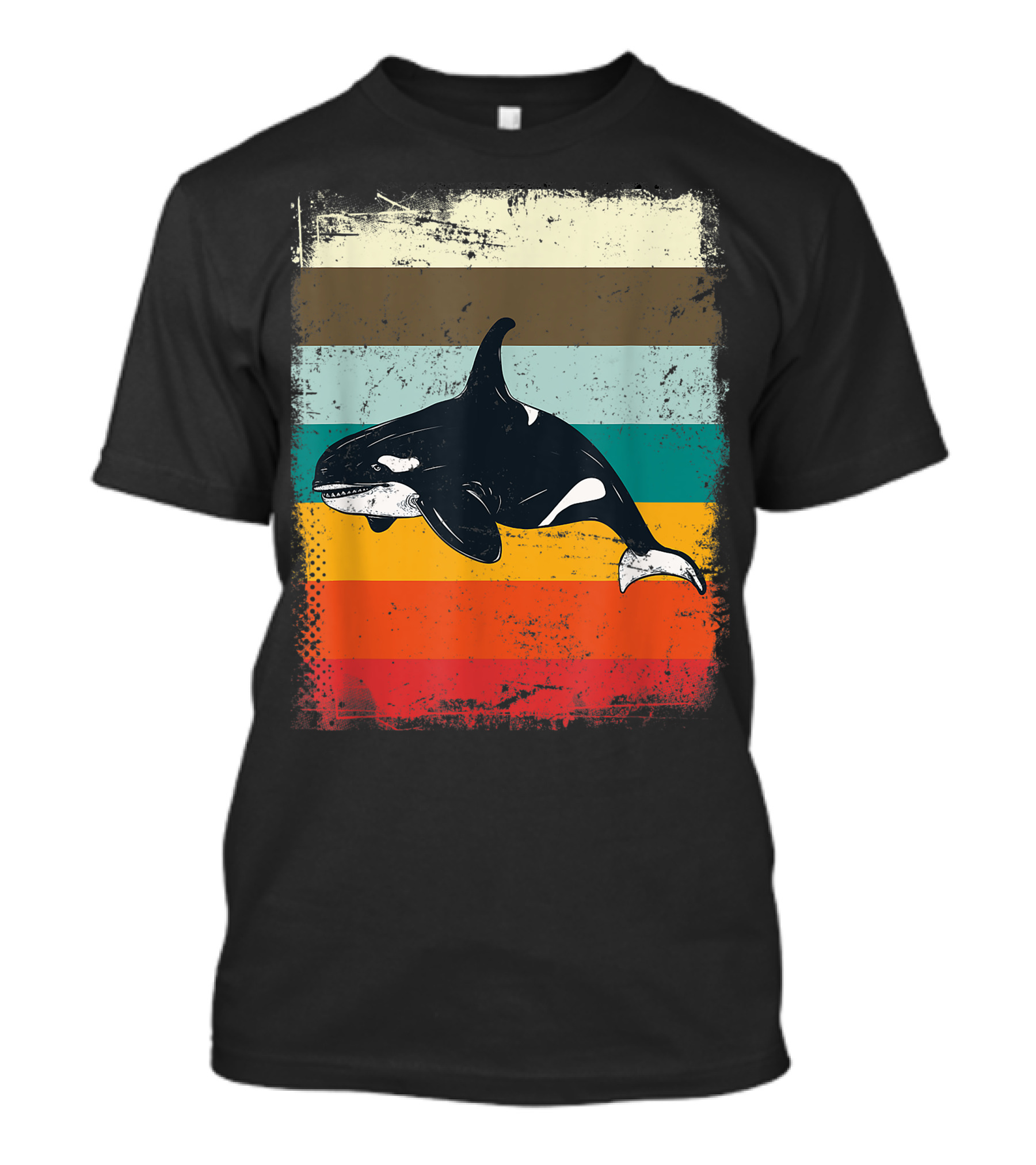Retro Orca Vintage Stripes T-Shirt