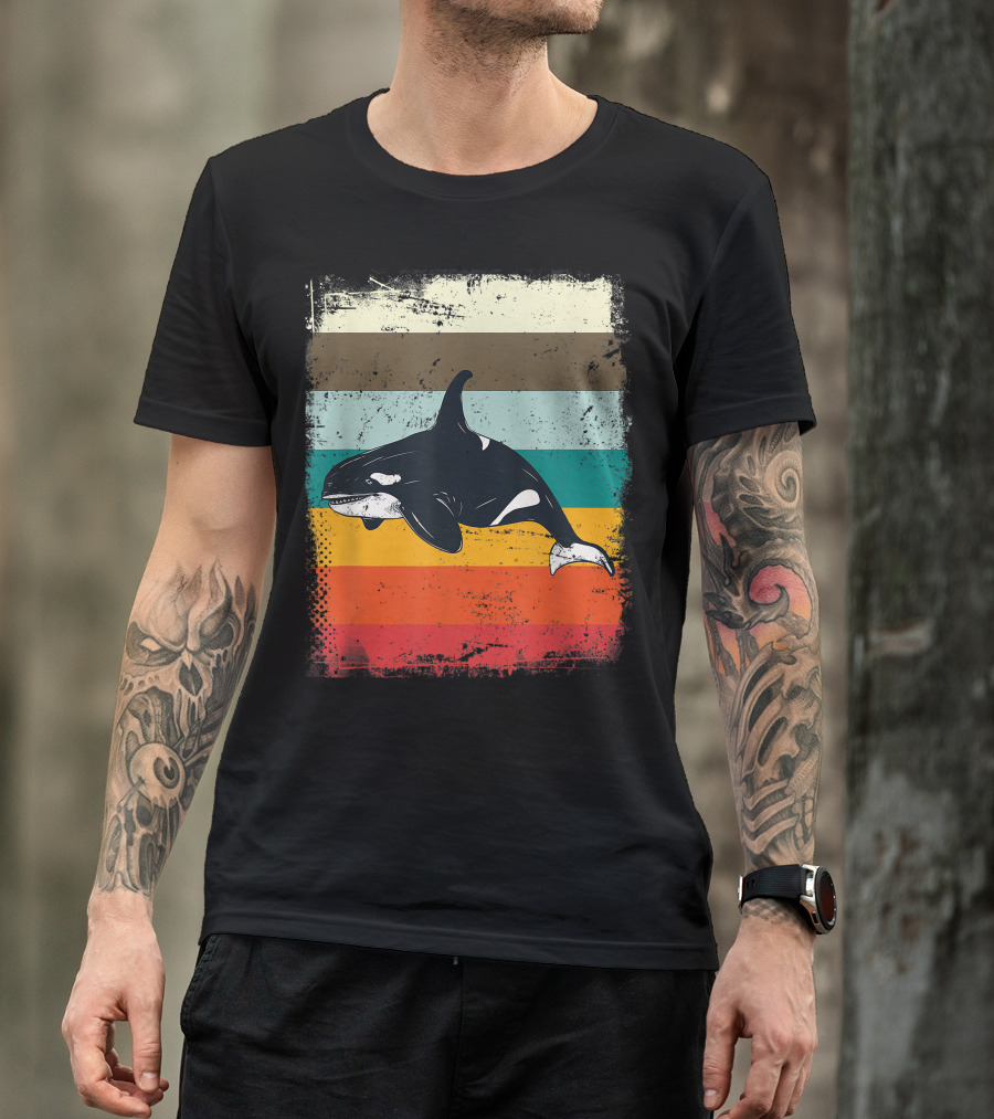 Retro Orca Vintage Stripes T-Shirt