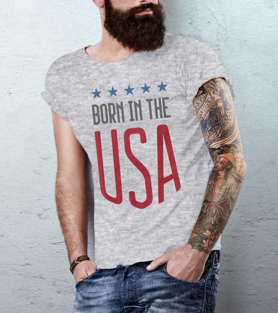 Born In The USA Patriotic Stars Banner T-Shirt