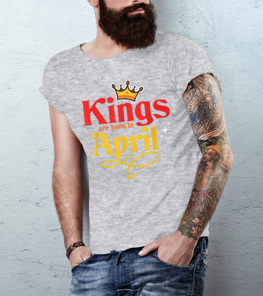 Kings Are Born In April Crown Sparkle T-Shirt