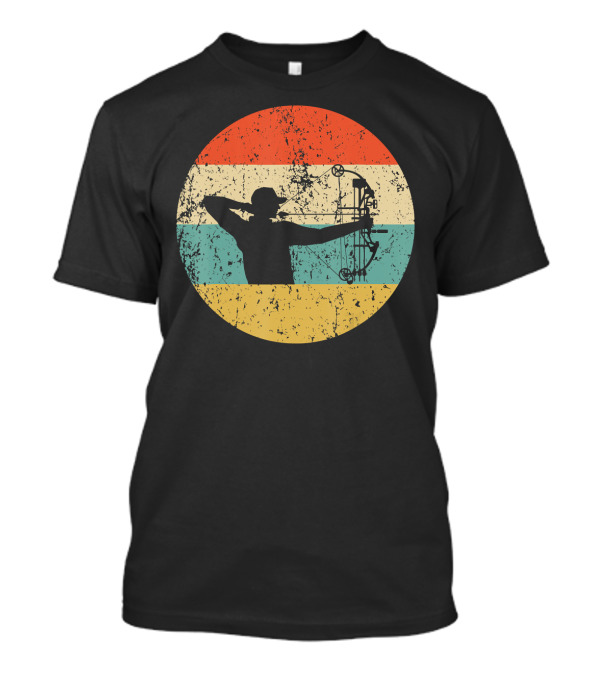 Bow Hunting Vintage Retro Archery Silhouette Circle T-Shirt