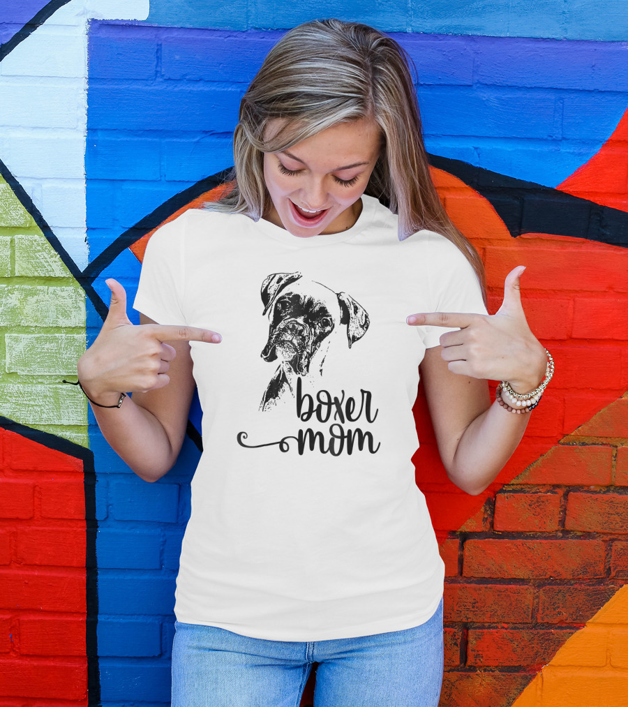 Boxer Mom Dog Lovers Dog Face T-Shirt