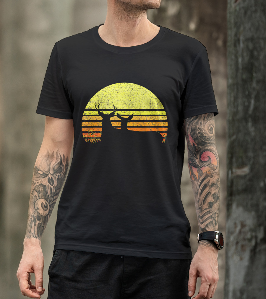 Buck Mule Deer Hunting Dad Sunset T-Shirt