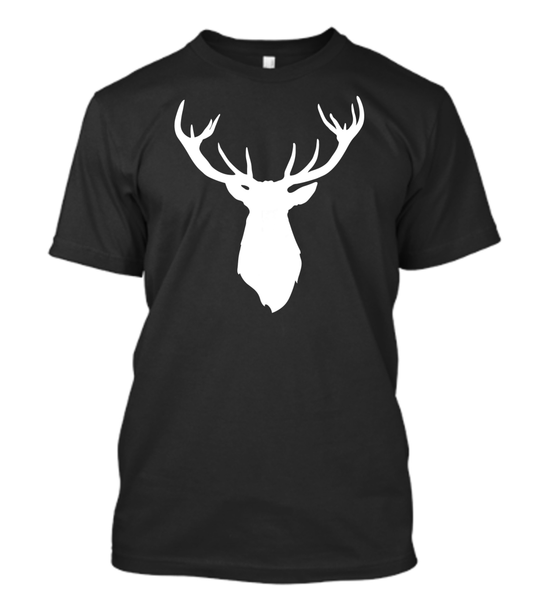 Buck Stag Deer Head Antlers White T-Shirt