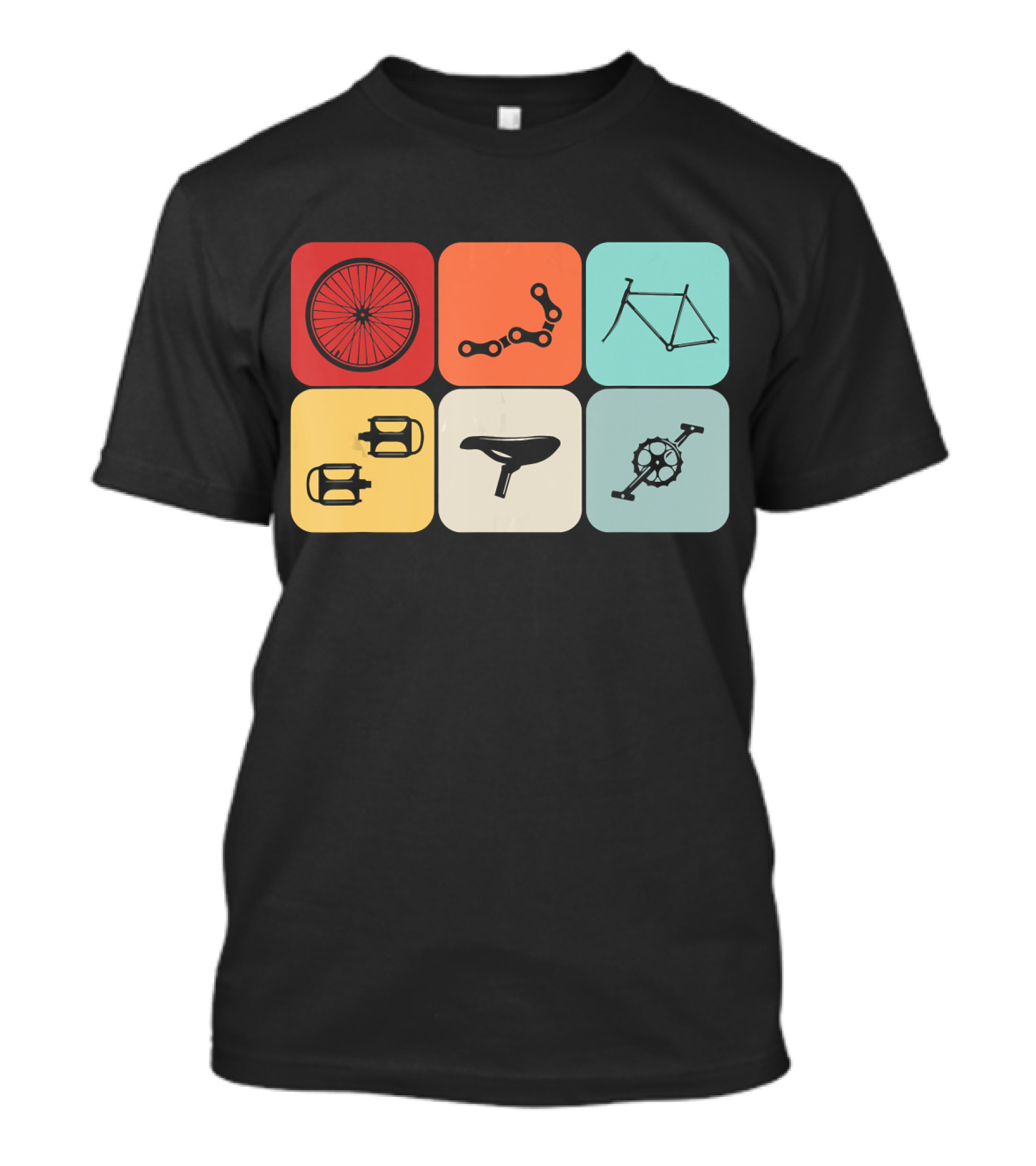 Bicycle Cycling Cyclist Wheel Chain Frame Pedal Saddle Gear T-Shirt