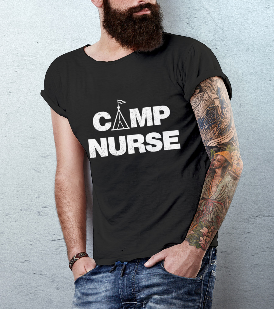 CAMP NURSE Tent Flag Emblem T-Shirt